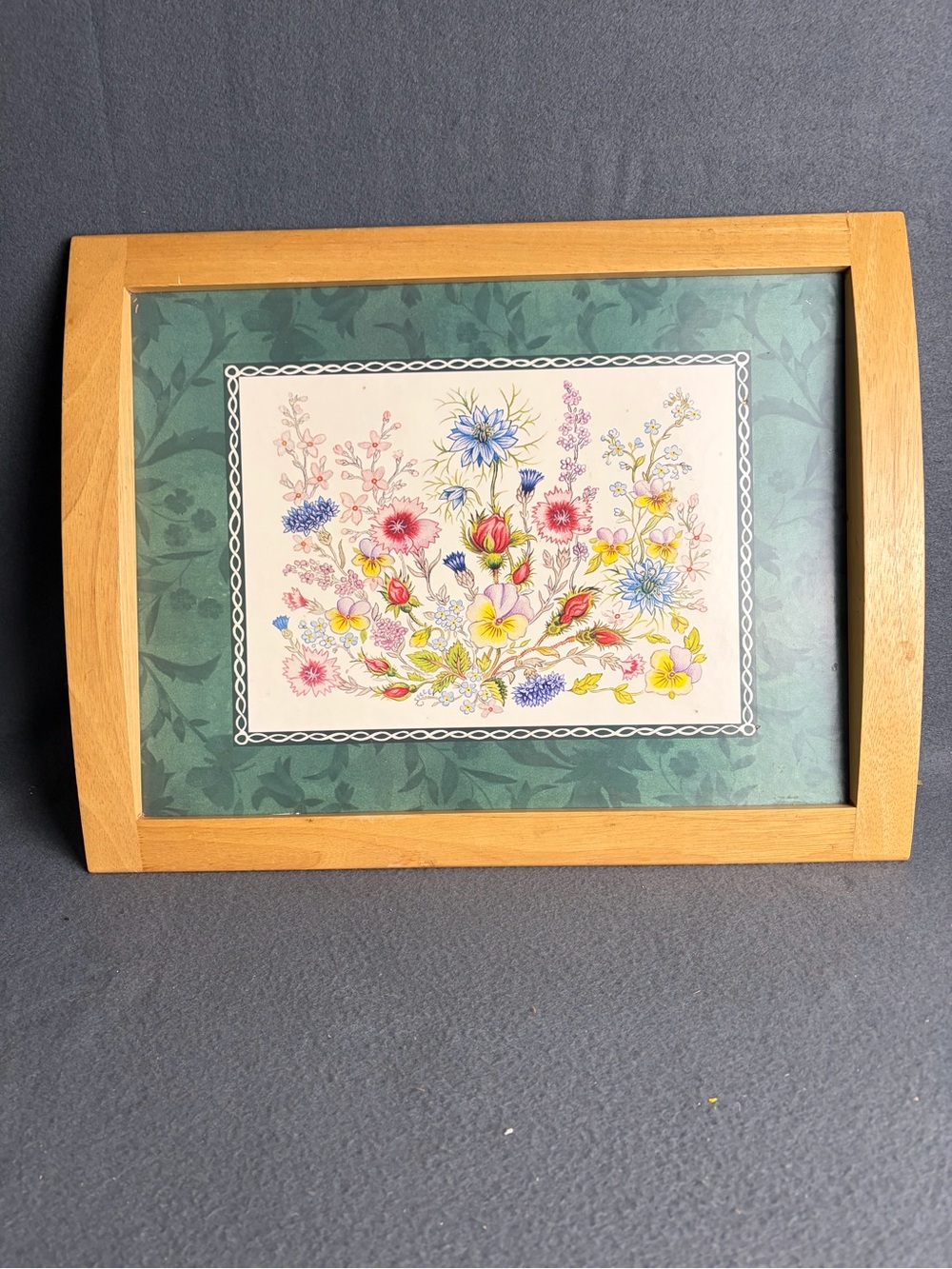 Vintage Aynsley Wild Tudor Floral Serving Tray Framed Placemat Cottagecore Decor